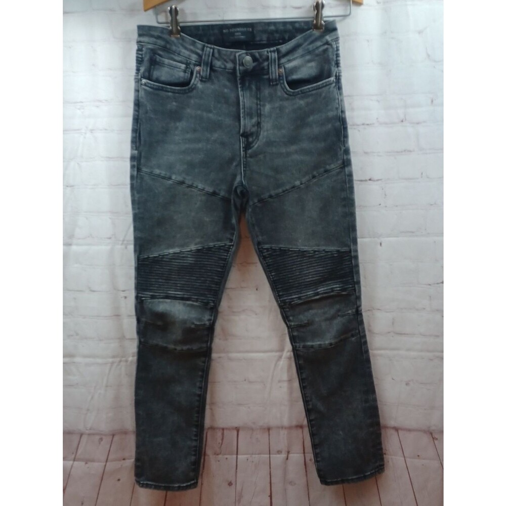 No Boundaries Womens  Washed Gray &Black Skinny Moto Jeans Stretch 30x30 New